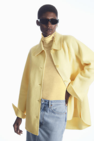 COS イエロー　コート　ジャケット　ウール　TOTEME the row DOUBLE-FACED WOOL OVERSHIRT ダブルフェイス ウールオーバーシャツ