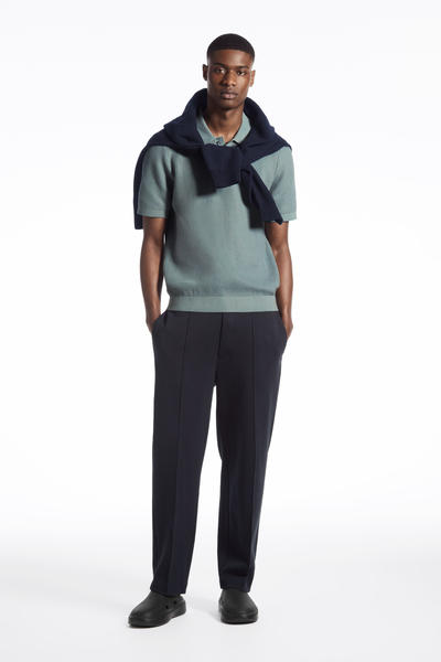 COS リブ編みニットポロシャツ