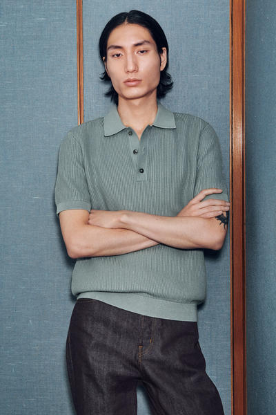 COS リブ編みニットポロシャツ