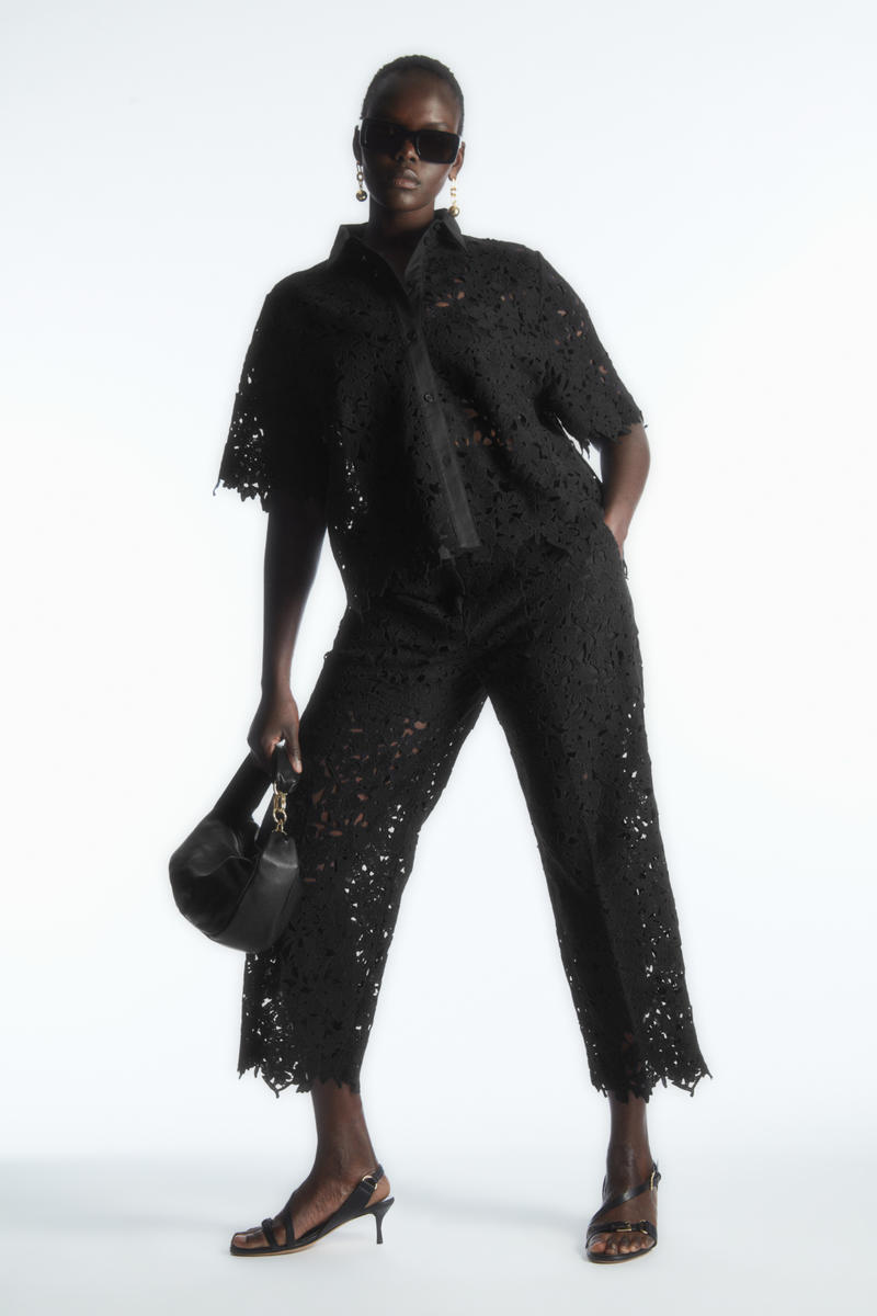 BARREL-LEG BRODERIE ANGLAISE TROUSERS バーレッグブロデリー