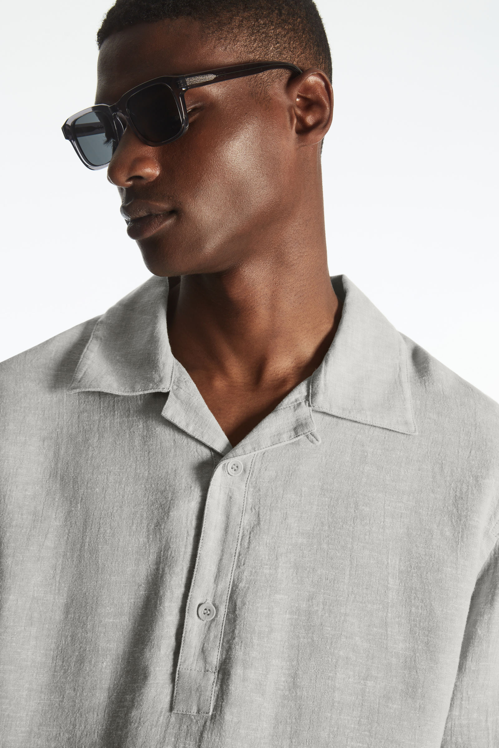 LINEN AND COTTON-BLEND POLO SHIRT リネンコットン混ポロシャツ 