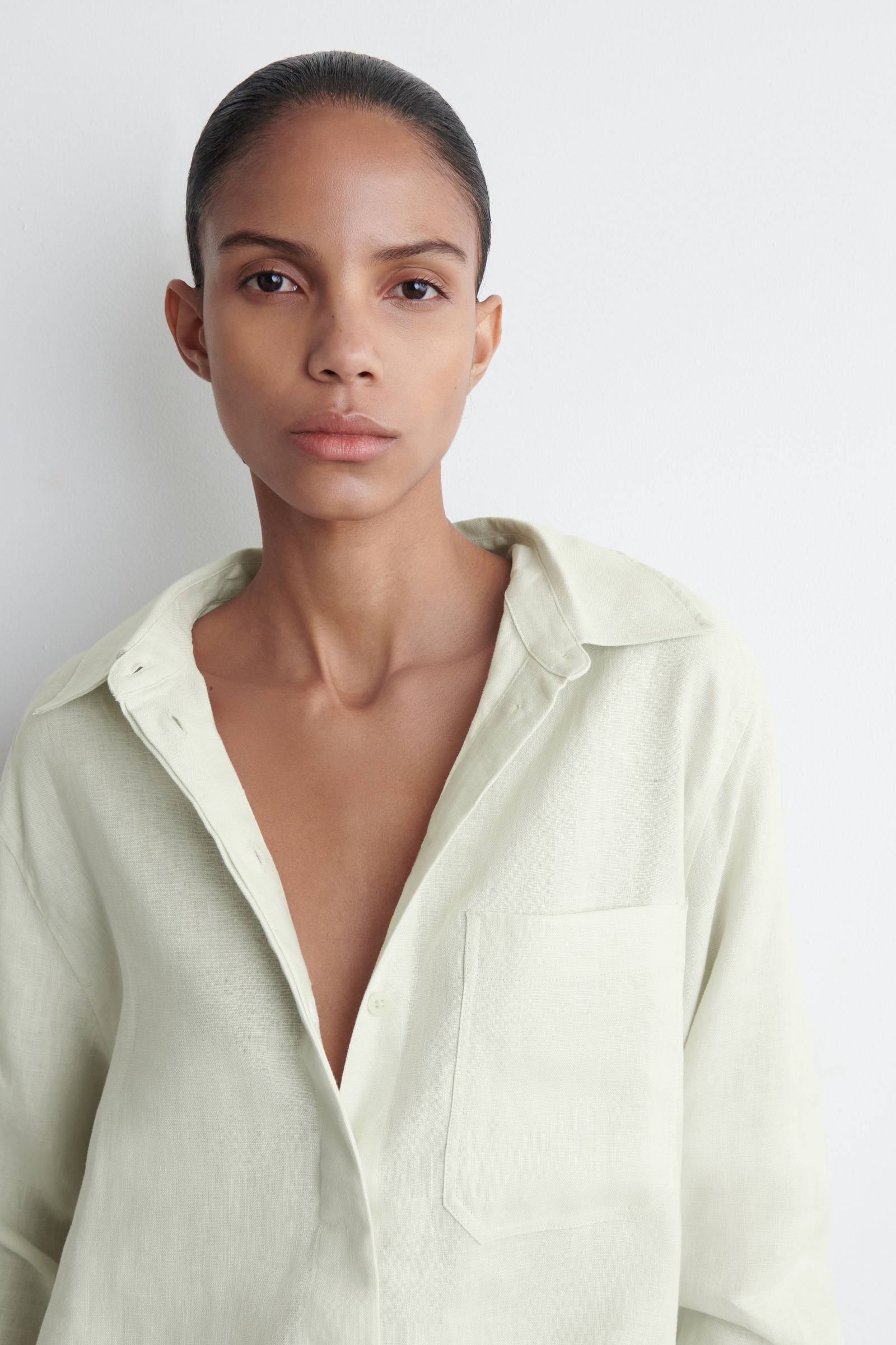 OVERSIZED LINEN SHIRT オーバーサイズリネンシャツ ペールグリーン 