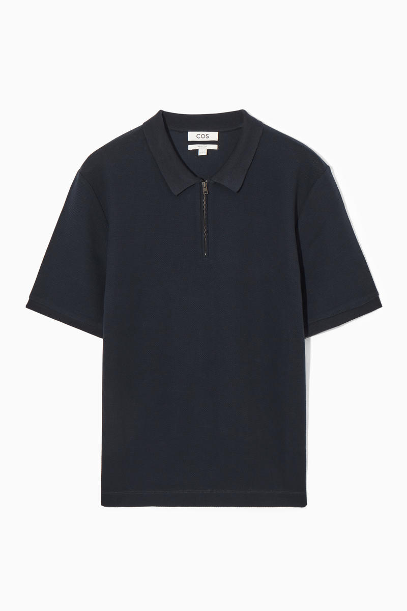 COTTON-PIQUE HALF-ZIP POLO SHIRT コットンピケ ハーフジッパー