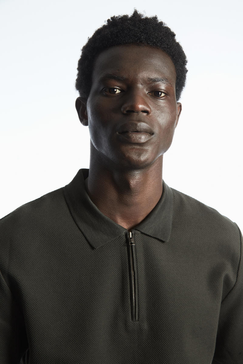 COTTON-PIQUE HALF-ZIP POLO SHIRT コットンピケ ハーフジッパー