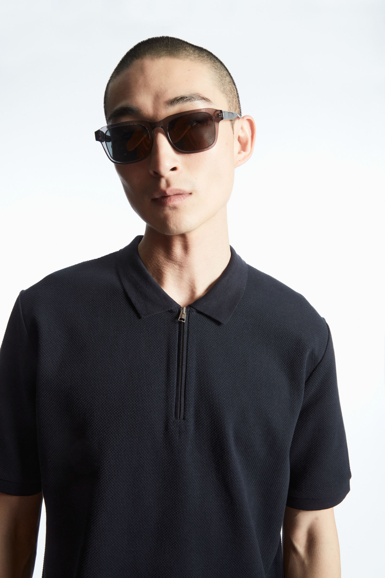 COTTON-PIQUE HALF-ZIP POLO SHIRT コットンピケ ハーフジッパー