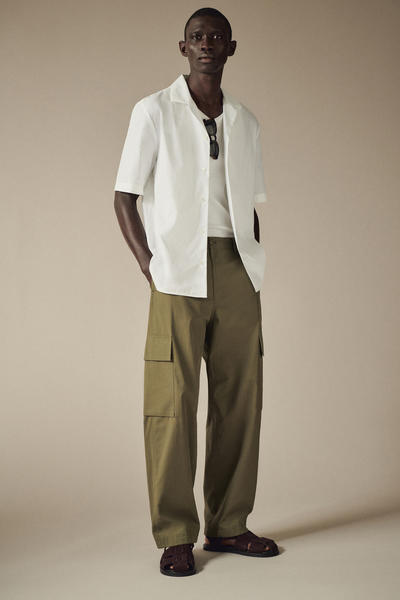 COS カジュアルフィット キューバンカラーコットン混Tシャツ