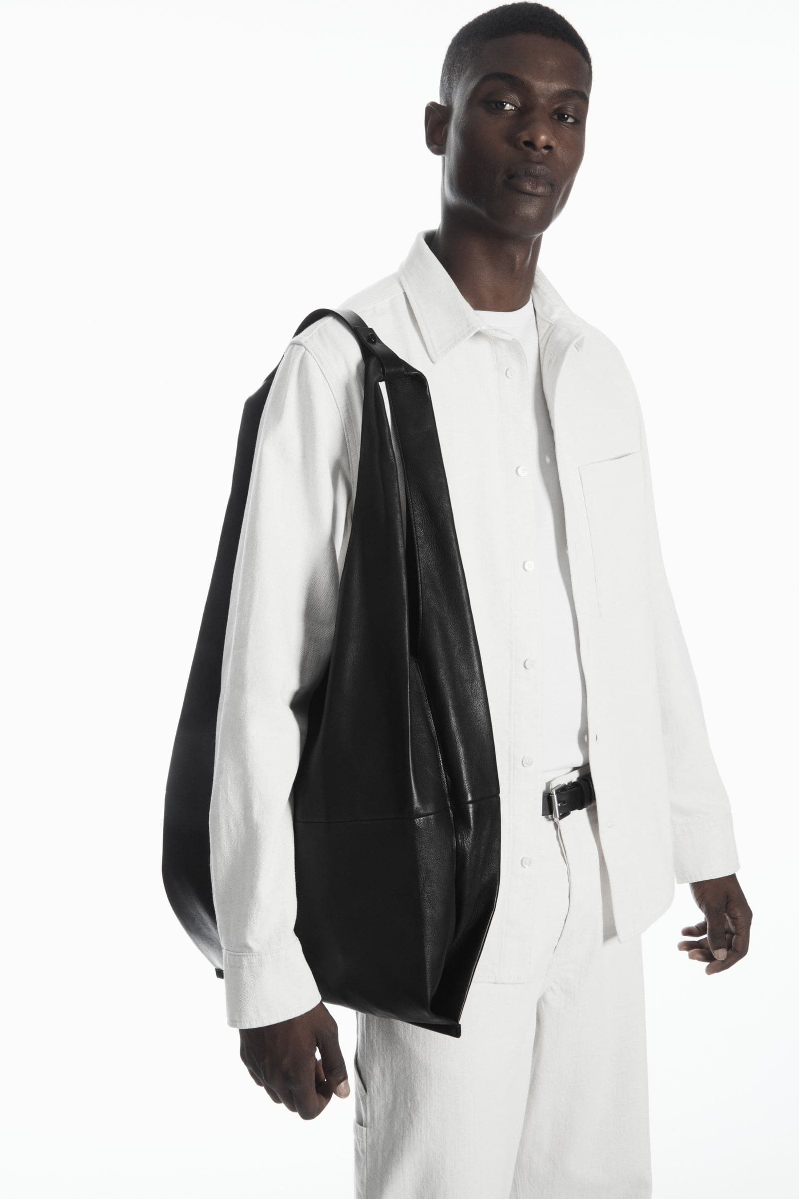 REMOVABLE HANDLE LEATHER SHOPPING BAG レザーショッピングバッグ