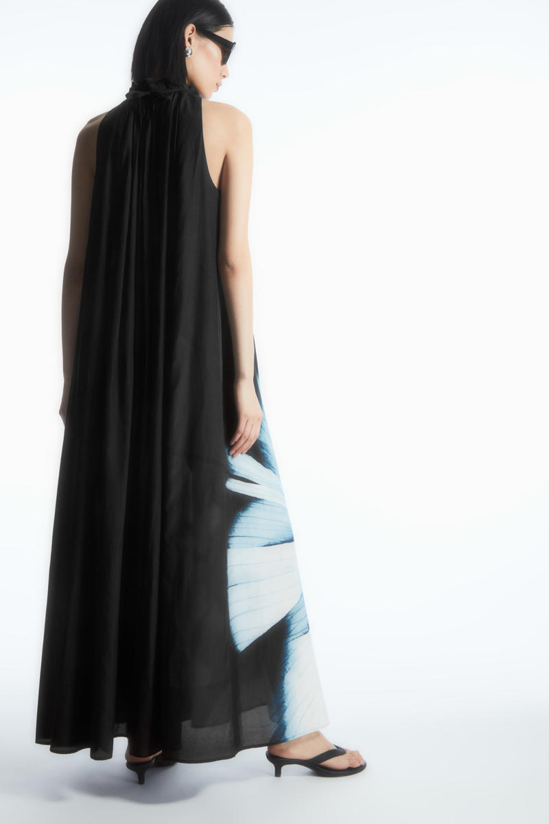 COS デジタルプリント　フローラルシルク混マキシワンピース