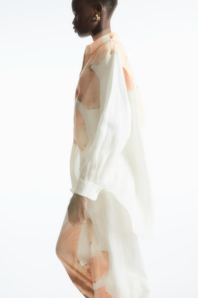 COS デジタルプリント フローラルリネン混シャツ