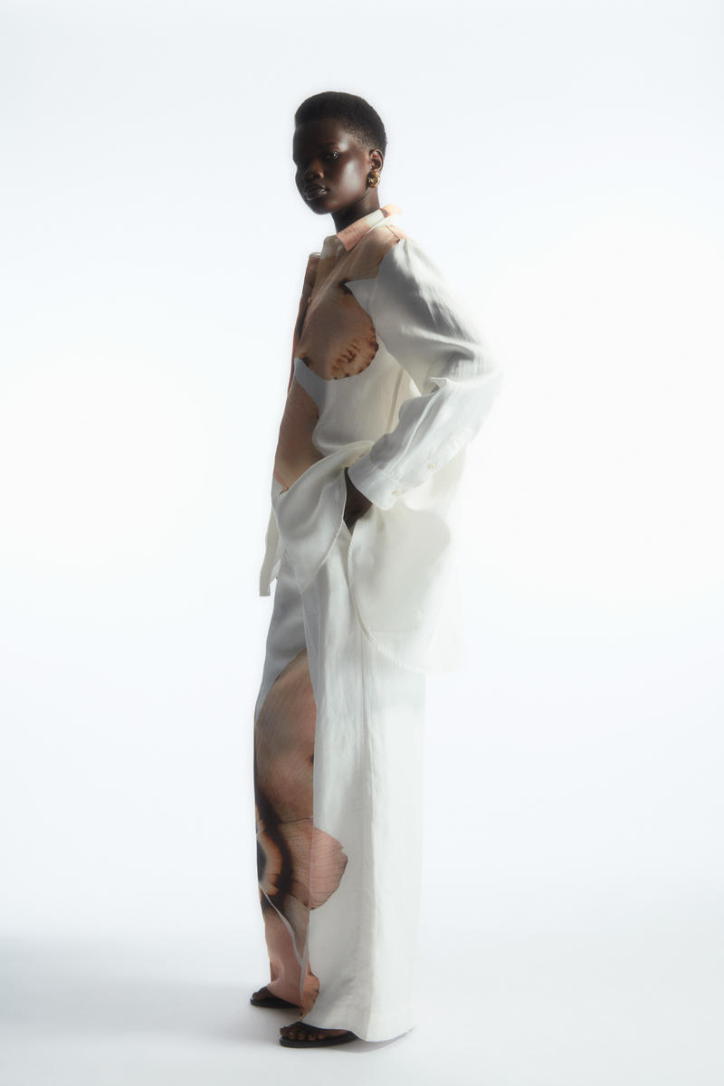 COS デジタルプリント フローラルリネン混シャツ