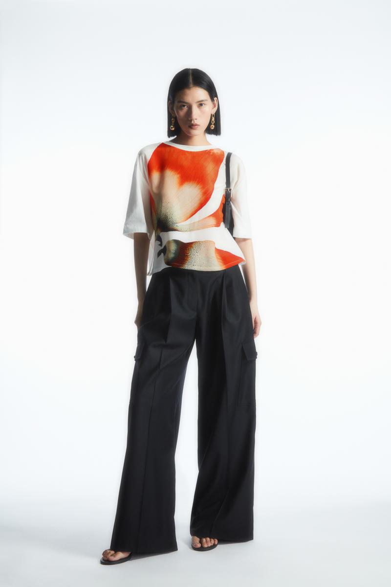 COS デジタルプリント フローラルシルクTシャツ