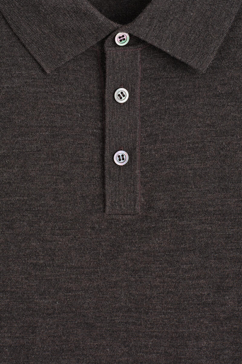 MERINO WOOL POLO SHIRT メリノウールポロシャツ ブラウンメランジュ