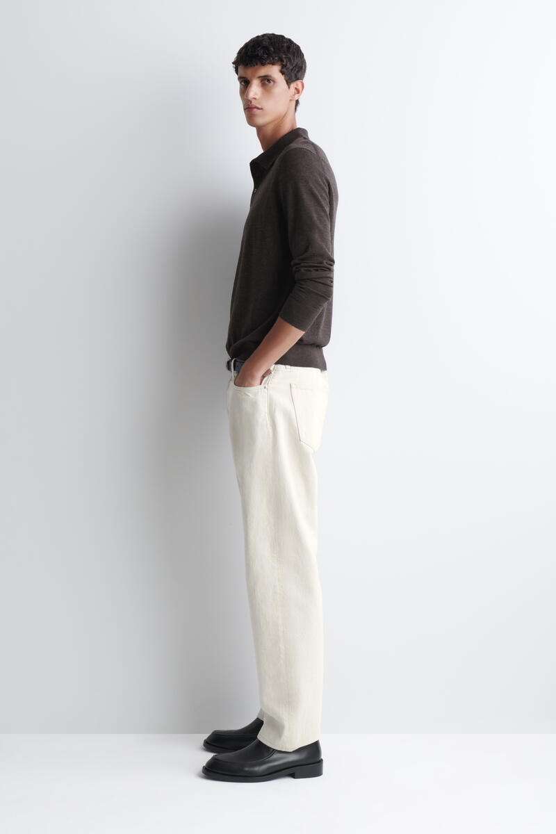 MERINO WOOL POLO SHIRT メリノウールポロシャツ ブラウンメランジュ