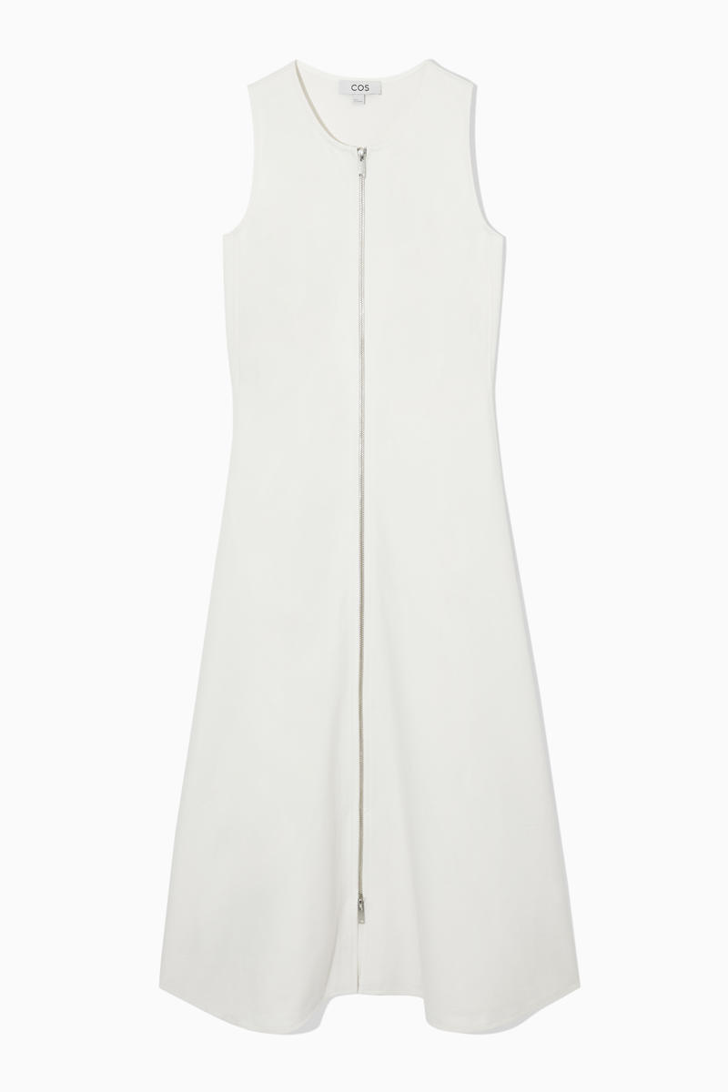 FLARED ZIP-UP MIDI DRESS フレアジップアップミディワンピース 