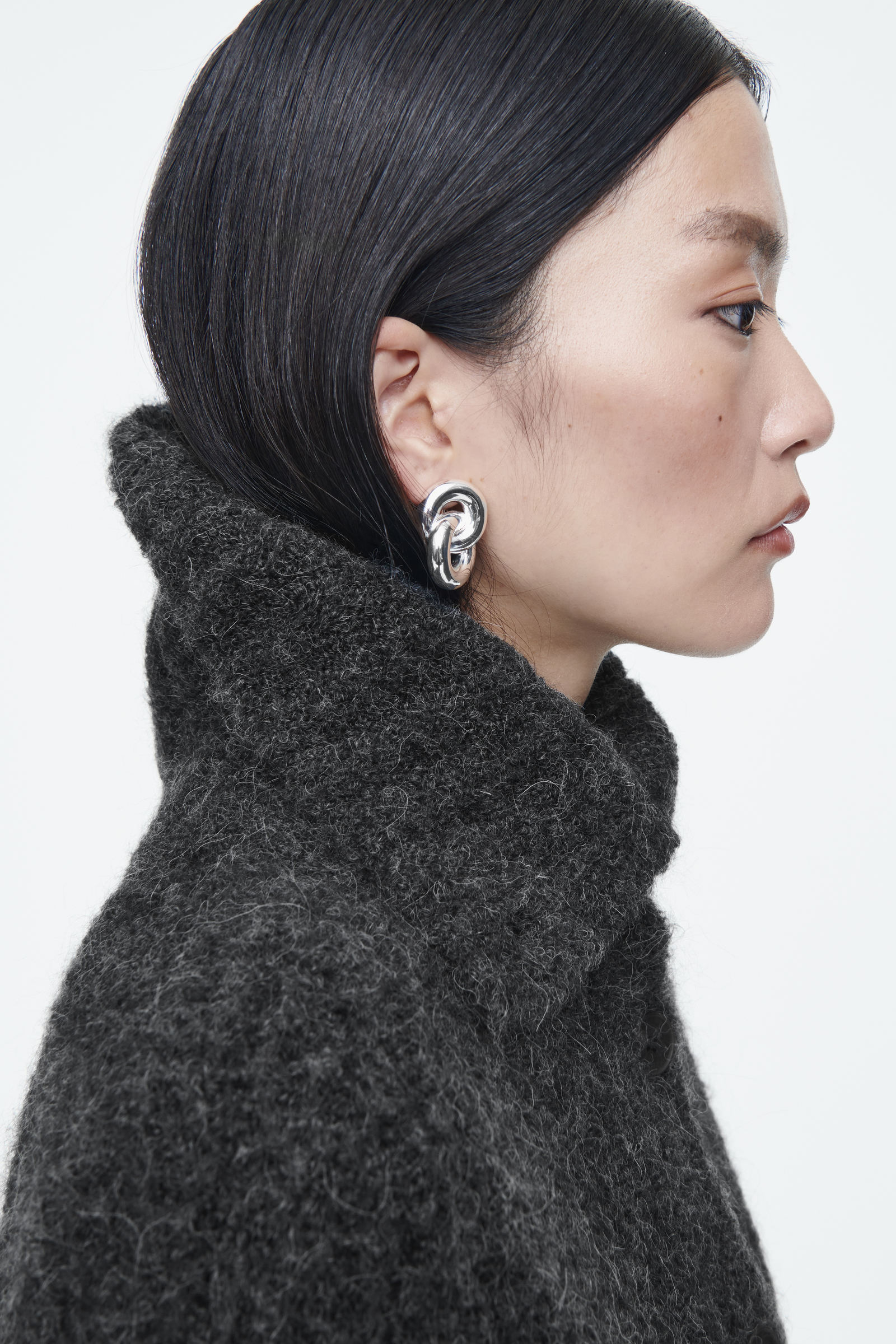 SPREAD-COLLAR TEXTURED ALPACA CARDIGAN スプレッドカラー