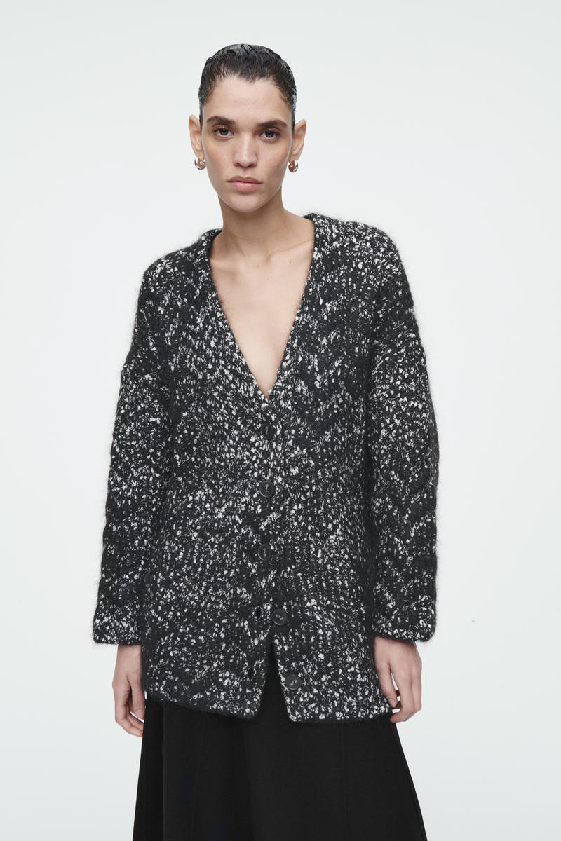 OVERSIZED HERRINGBONE MOHAIR-BLEND CARDIGAN オーバーサイズ  