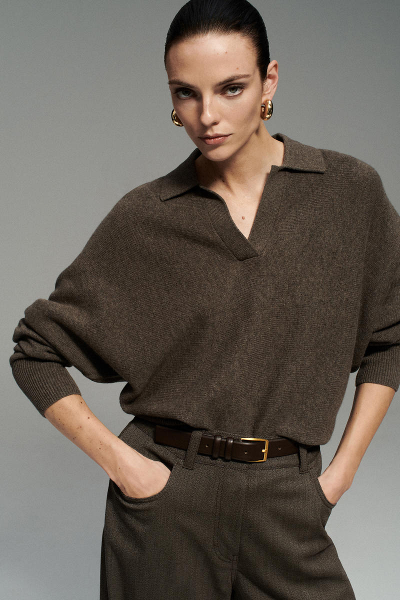 BATWING-SLEEVE WOOL POLO JUMPER バットウィングスリーブ ウールポロ