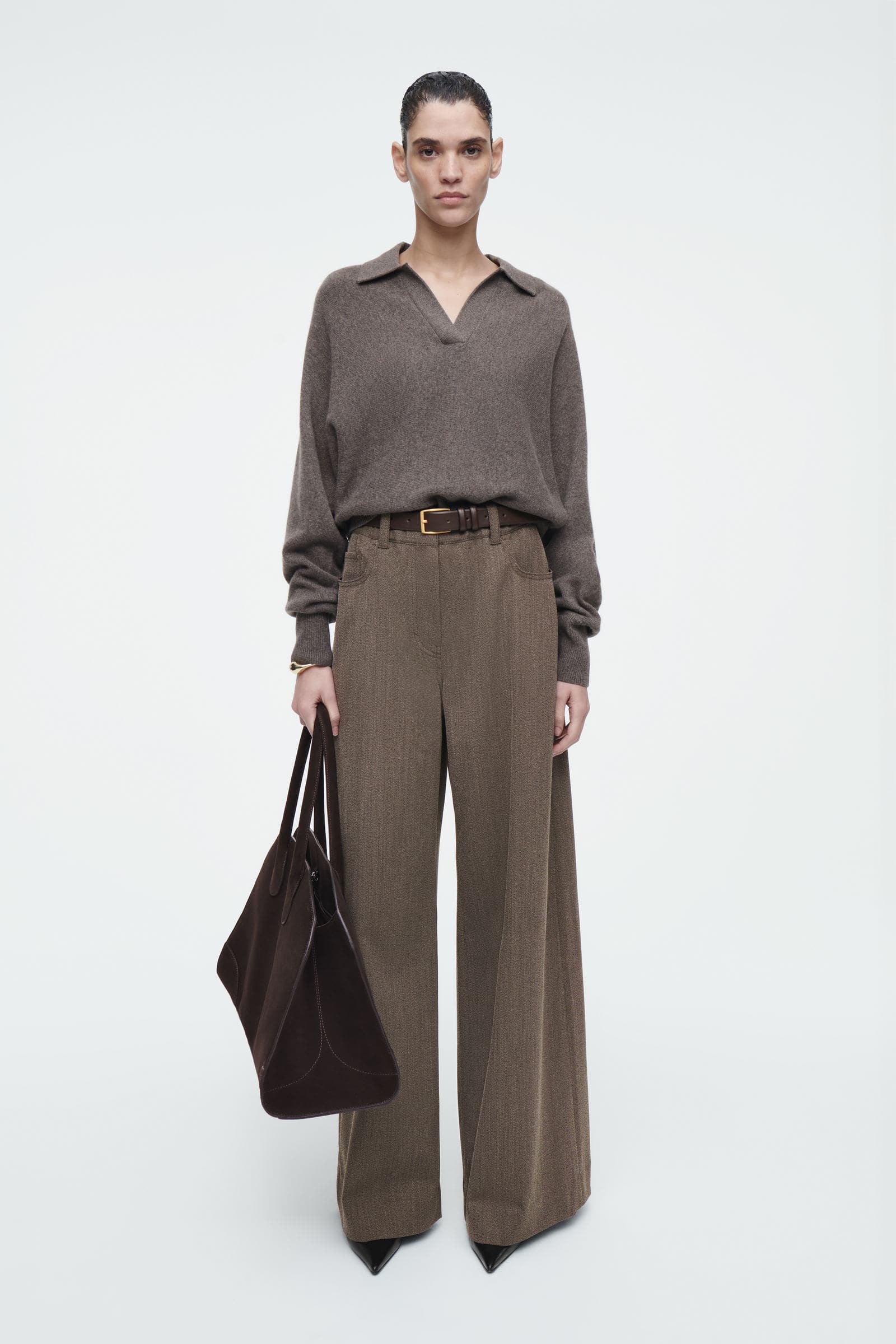 COS バットウィングスリーブ ウールポロセーター ブラウン BATWING-SLEEVE WOOL POLO JUMPER バットウィングスリーブ ウールポロ