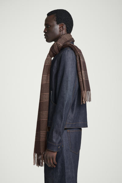 FRINGED WOOL-CASHMERE SCARF フリンジウールカシミヤマフラー