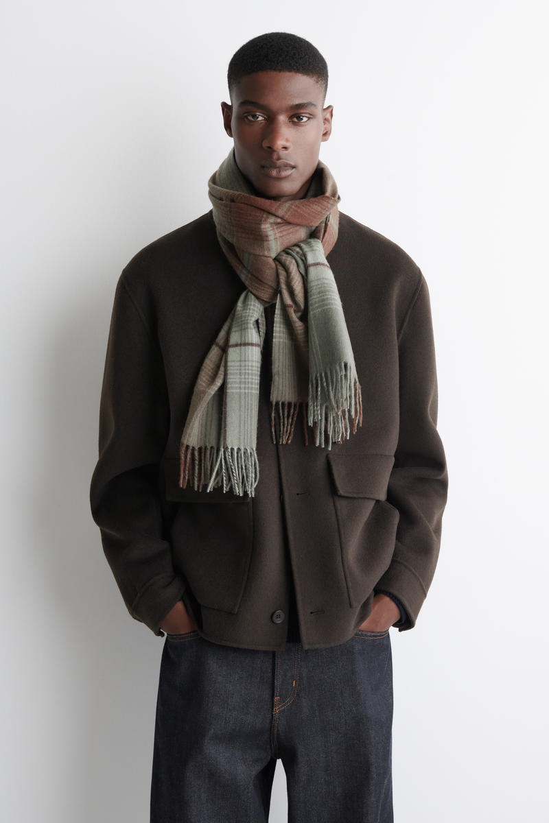 FRINGED WOOL-CASHMERE SCARF フリンジウールカシミヤマフラー レッド