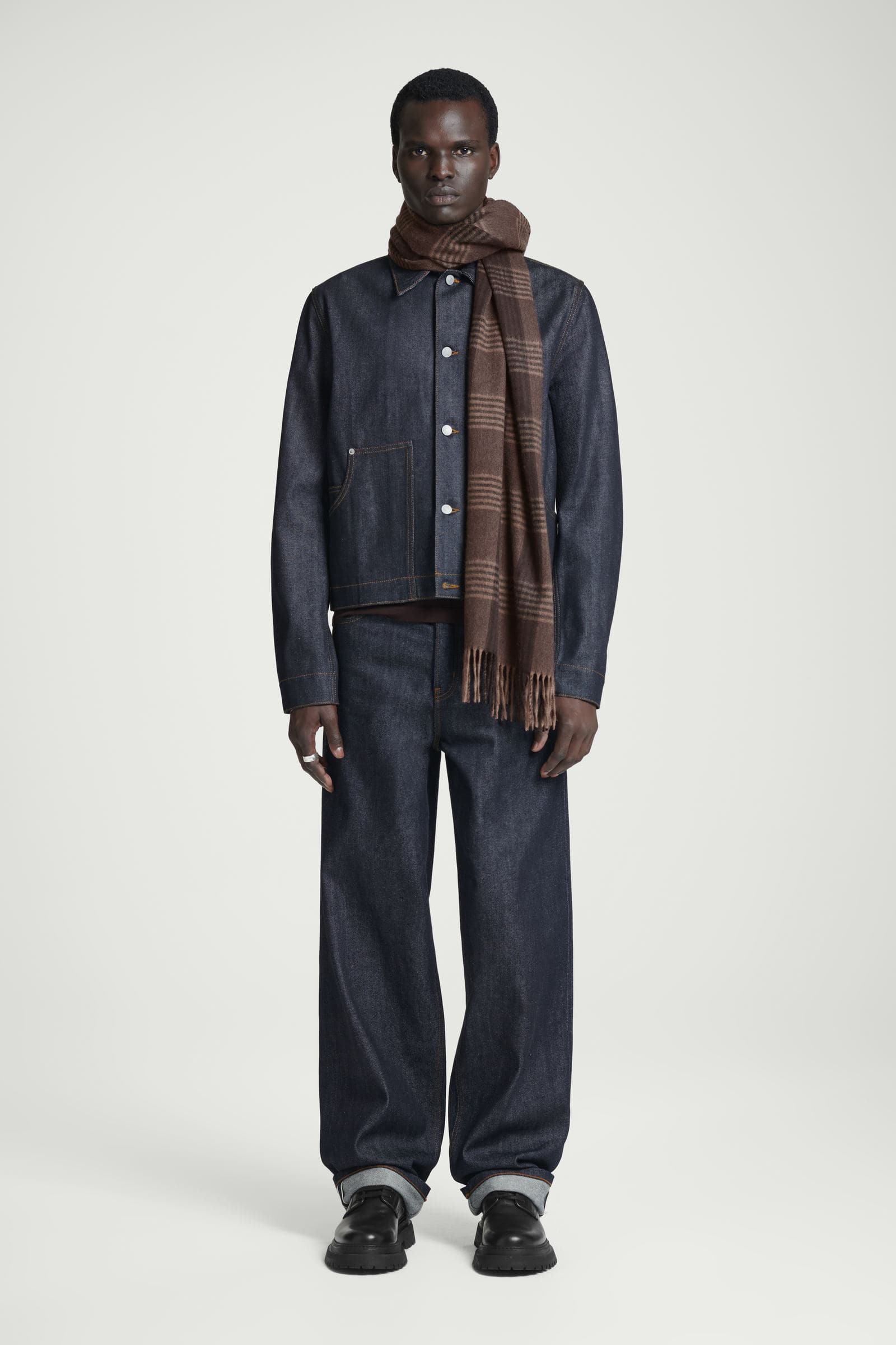 FRINGED WOOL-CASHMERE SCARF フリンジウールカシミヤマフラー