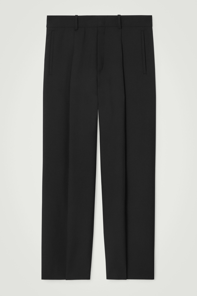 THE WIDE-LEG WOOL TROUSERS ワイドレッグウールパンツ カーボン｜COS