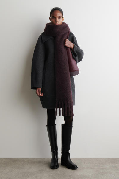 COS フリンジブラッシュドモヘアマフラー