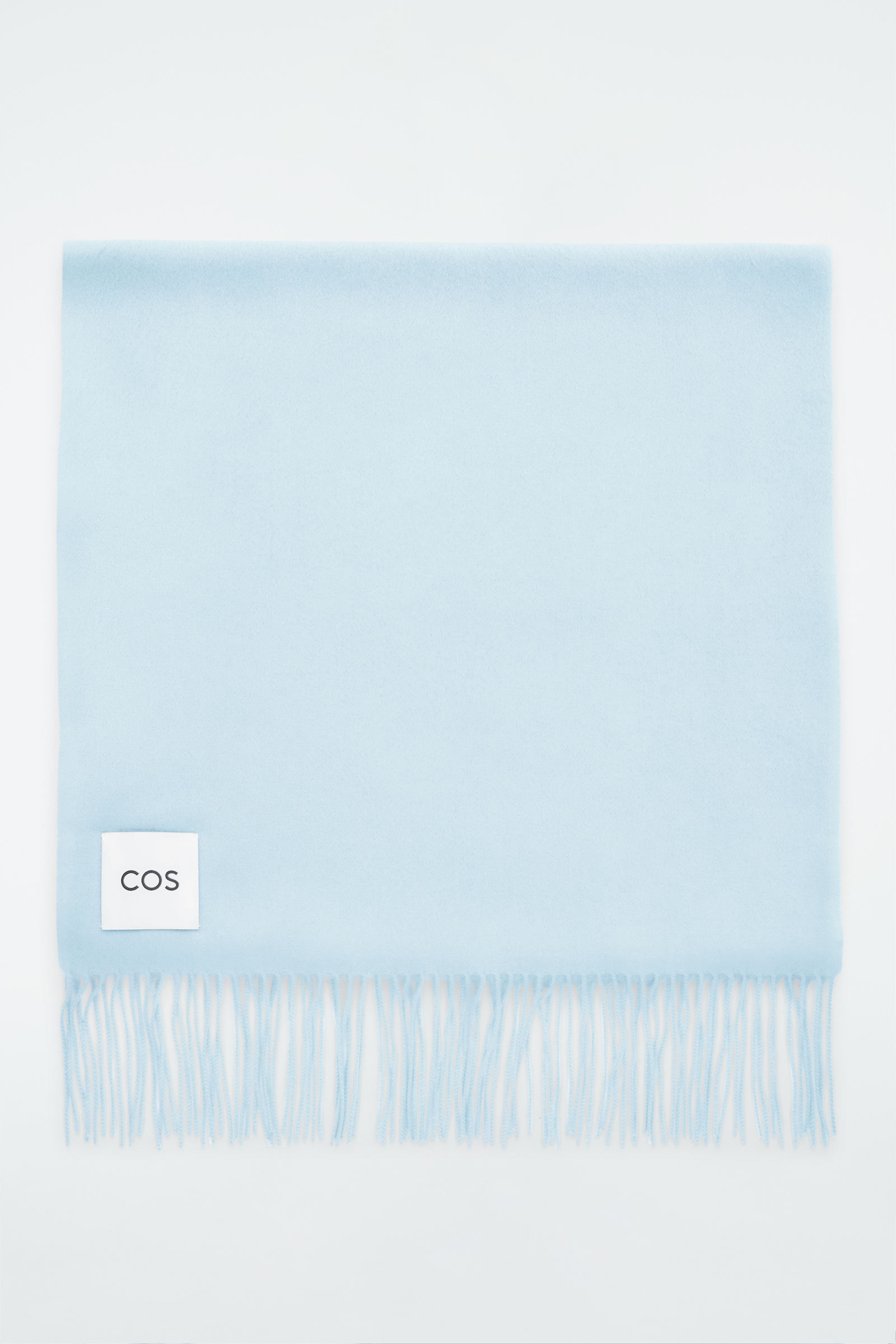 FRINGED WOOL SCARF フリンジウールマフラー ライトブルー｜COS コス