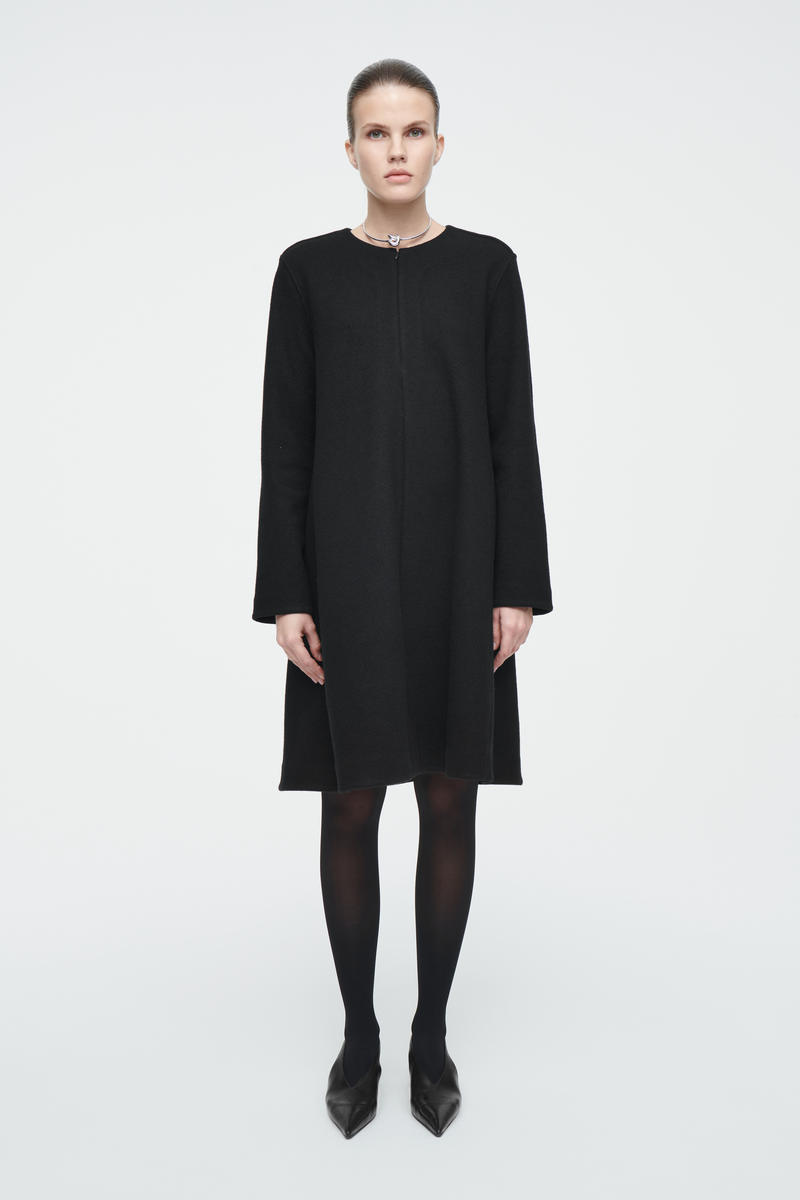 A-LINE BOILED-WOOL MINI DRESS Aラインボイルドウールミニワンピース 