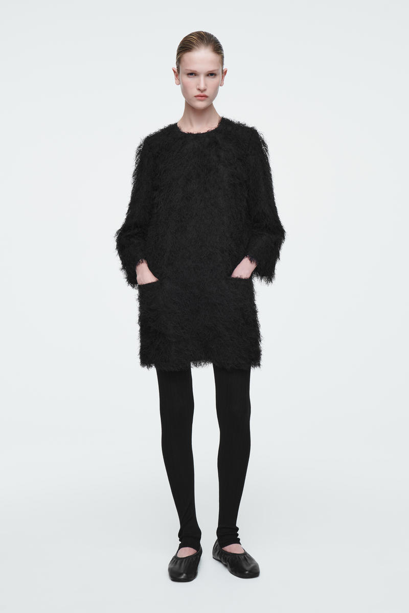 THE FEATHERED MINI SHIFT DRESS フェザーミニシフトワンピース