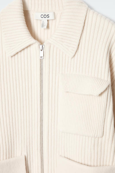 COS リブ編みメリノウールユーティリティジャケット