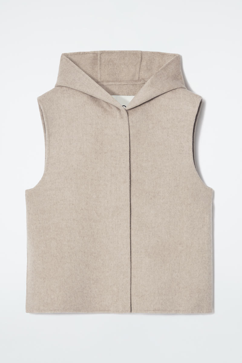 COS コス ダブルフェイスハイブリッドフード付きジレ　グレー COS コス ダブルフェイスハイブリッドフード付きジレ グレー