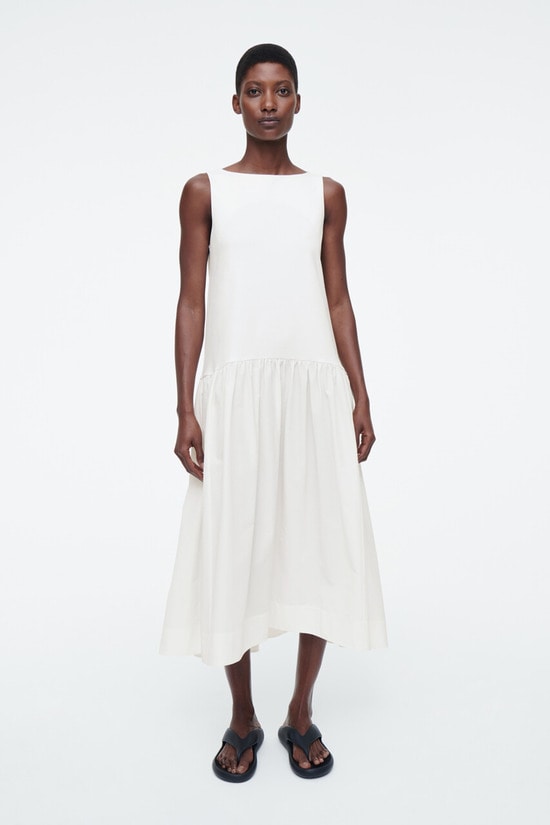 VOLUMINOUS SLEEVELESS MIDI DRESS ボリュームノースリーブワンピース 