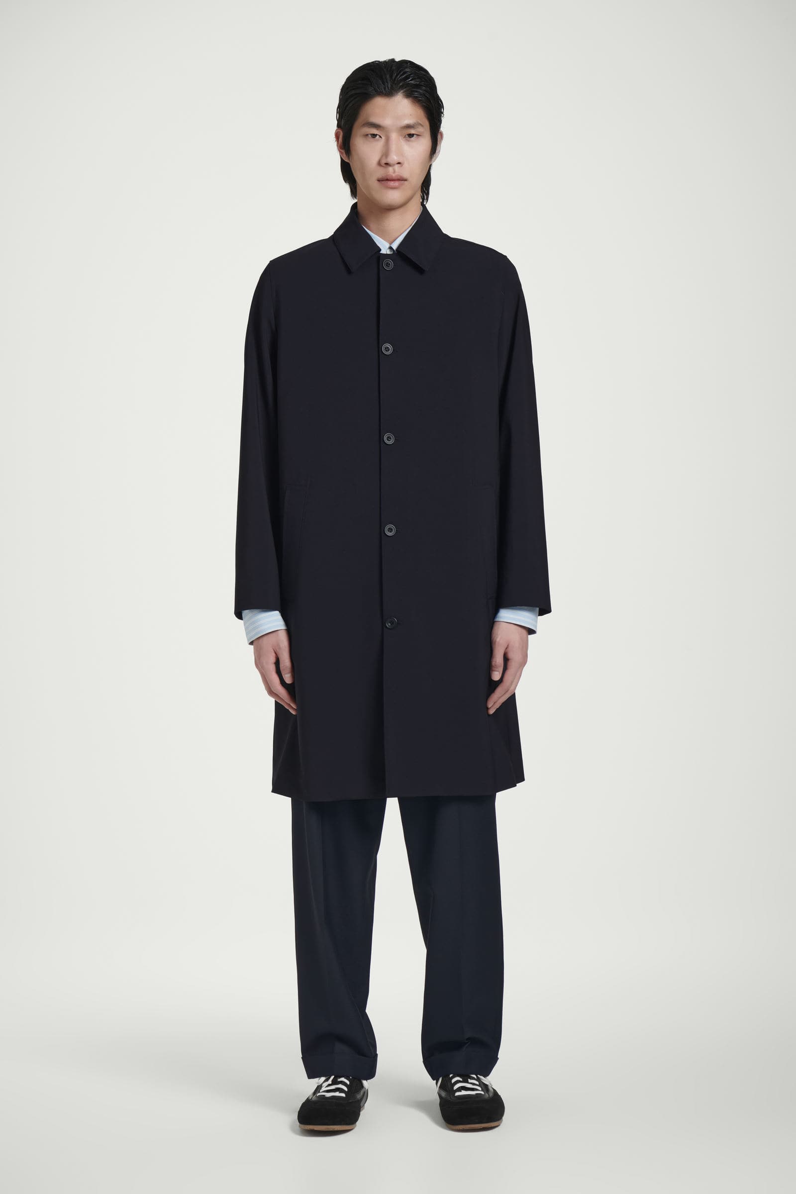 WOOL-BLEND CAR COAT ウールブレンドカーコート ネイビー｜COS コス