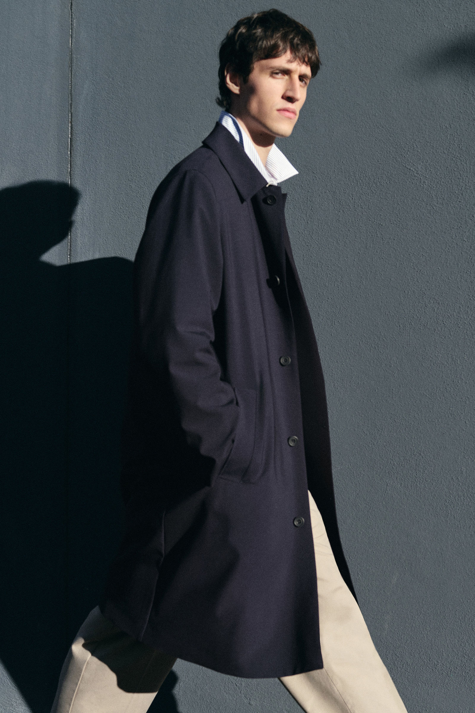 WOOL-BLEND CAR COAT ウールブレンドカーコート ネイビー｜COS コス