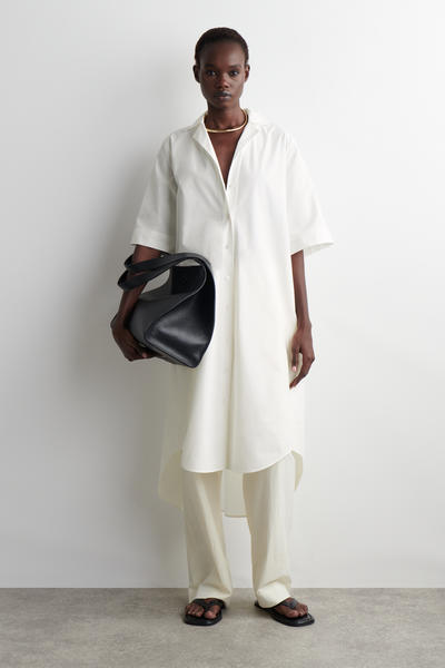 COS  ベルト付き半袖ミディシャツワンピース