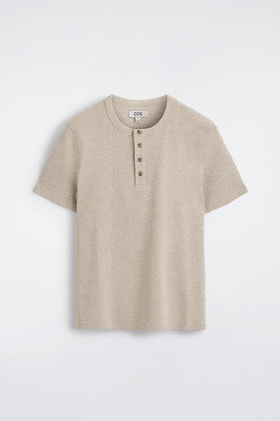 COS スリムフィット リブ編み ヘンリーTシャツ