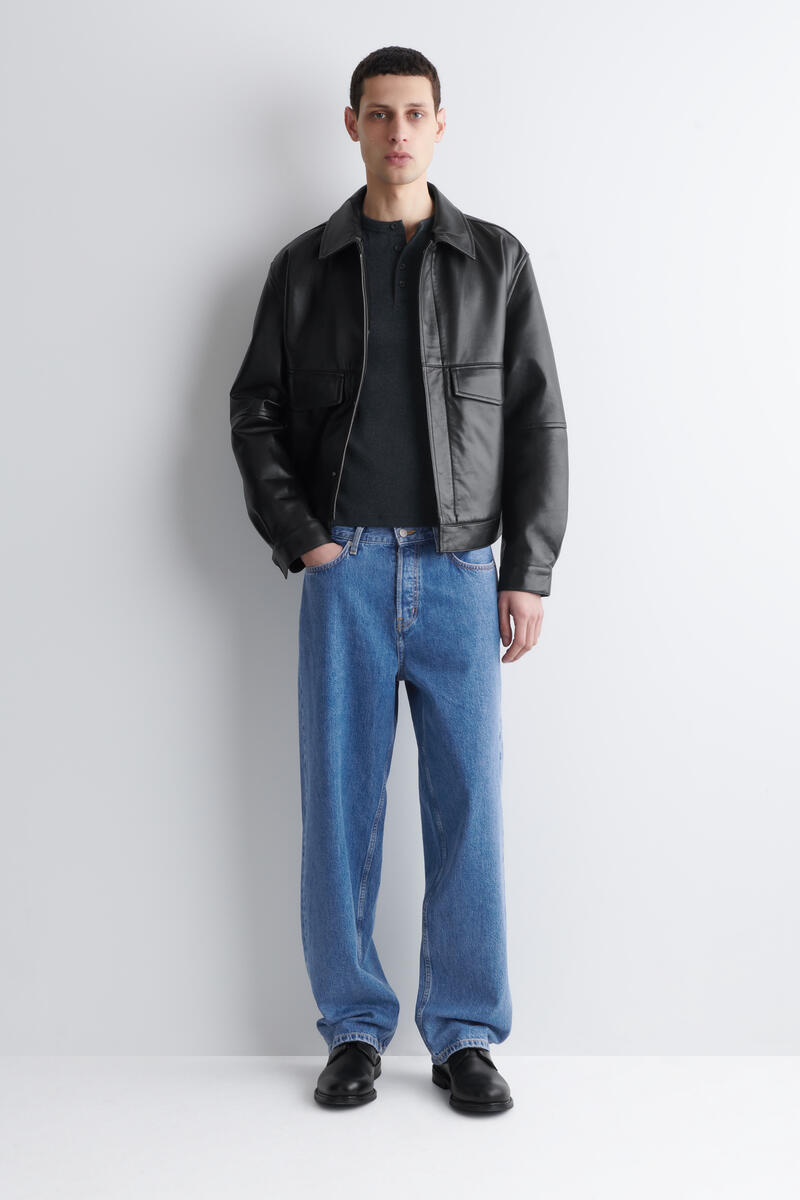 COS スリムフィット リブ編み ヘンリーTシャツ