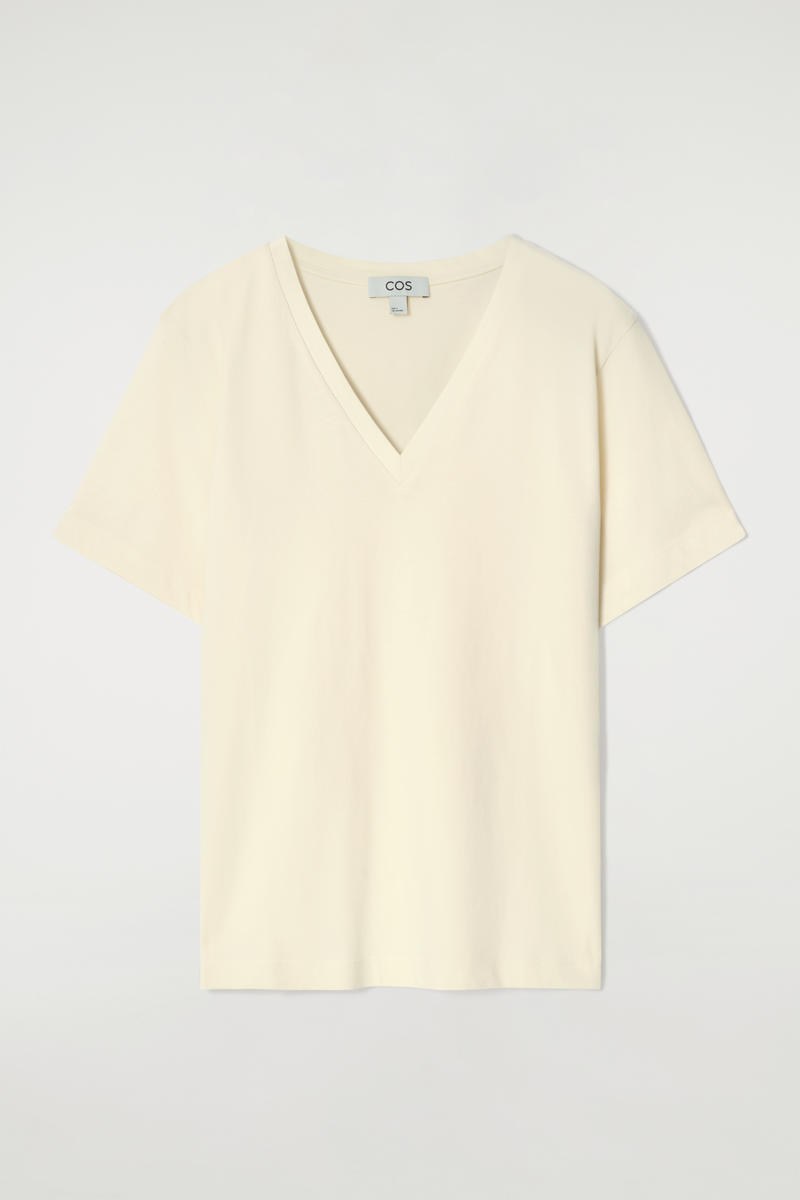 COS VネックコットンTシャツ