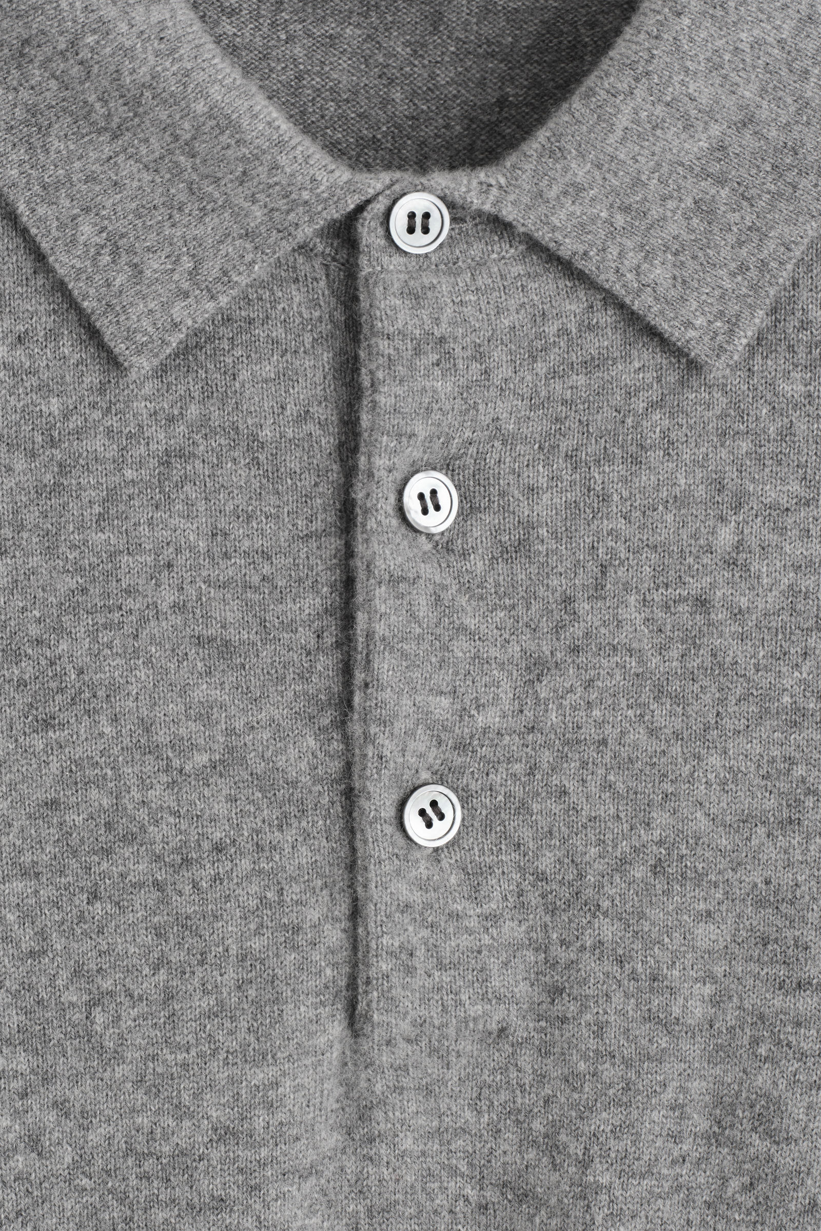 PURE CASHMERE POLO SHIRT ピュアカシミヤポロシャツ グレーメランジ