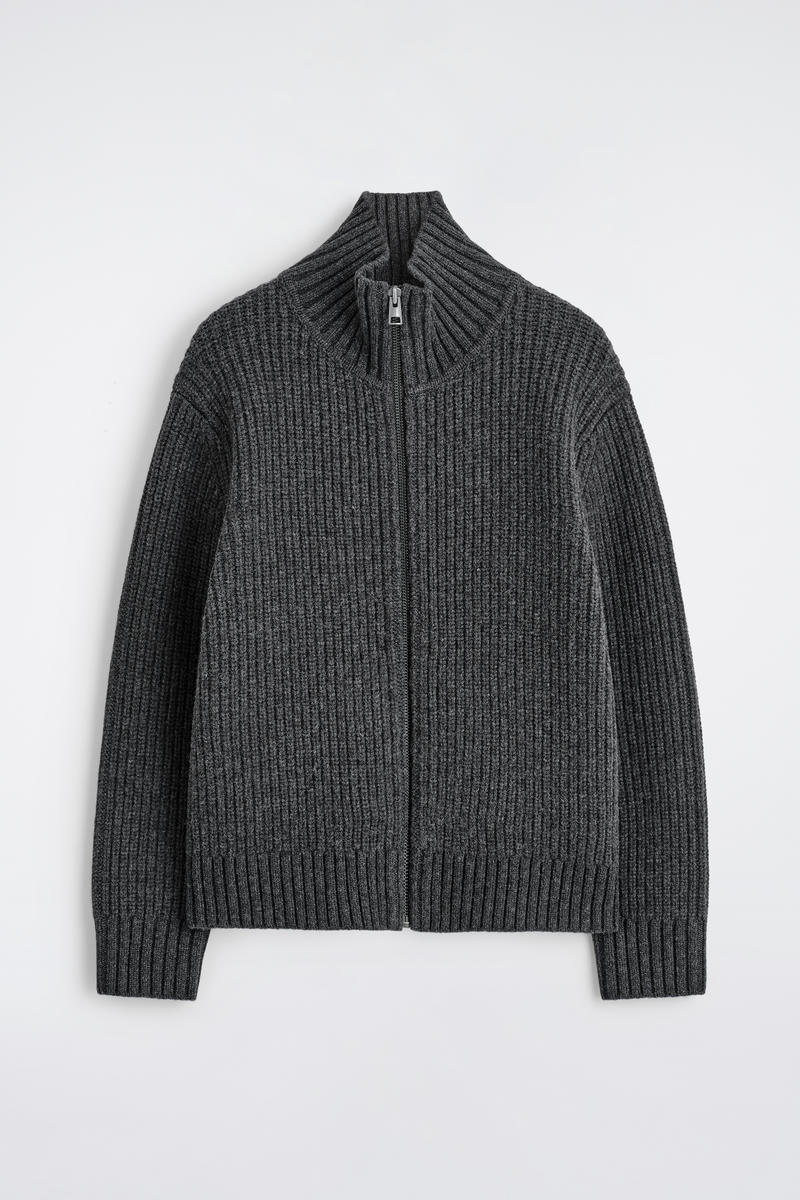 FUNNEL-NECK KNITTED WOOL JACKET ファンネルネックニットウール