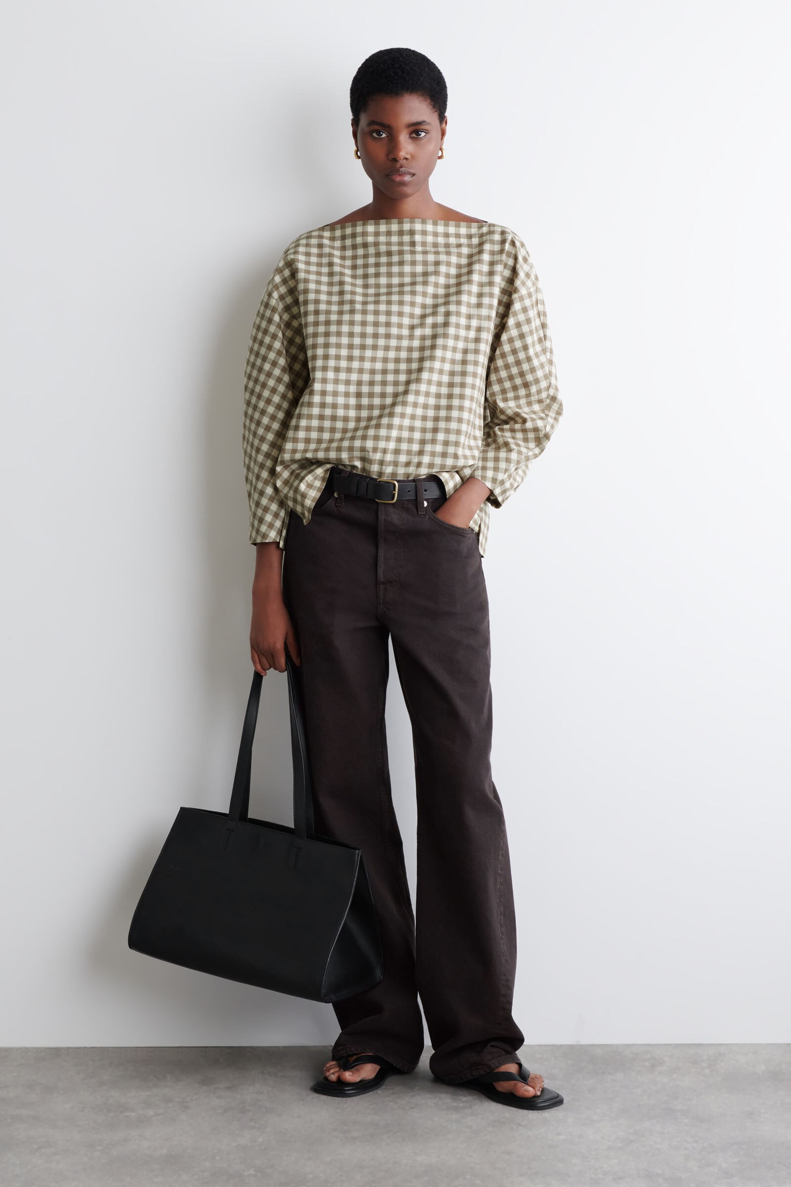 BOAT-NECK COTTON BLOUSE ボートネックコットンブラウス グリーン