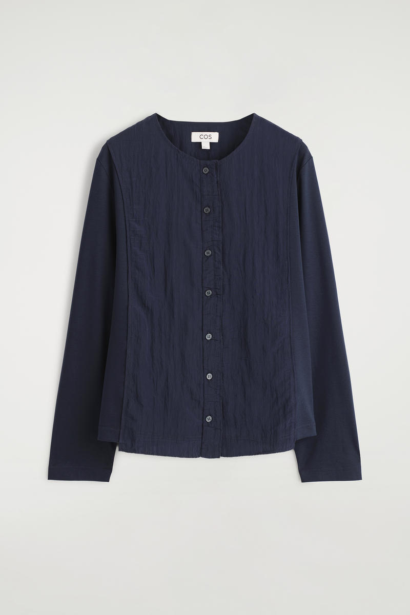 COS ジャージーパネルカーディガン