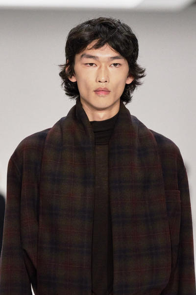 COS チェック柄スプリットウールスカーフ