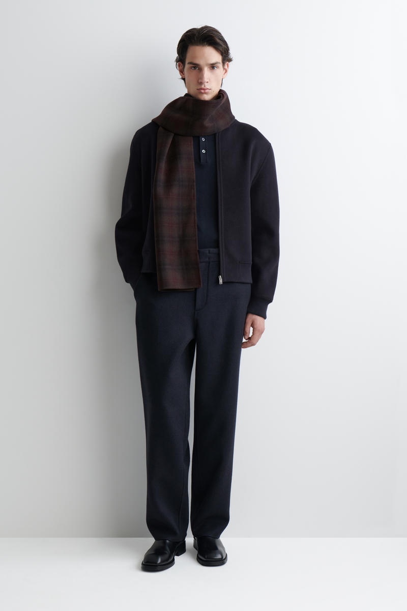 COS チェック柄スプリットウールスカーフ