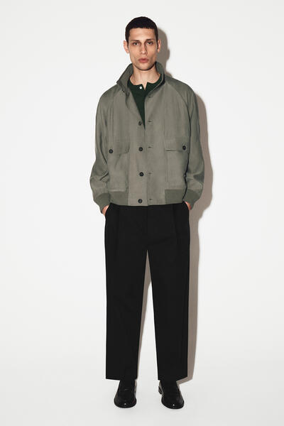 COS ストレートレッグコットンツイルトラウザーズ