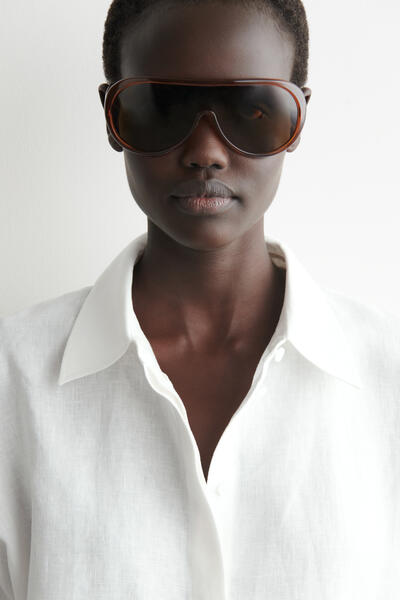 COS オーバーサイズ半袖リネンシャツ