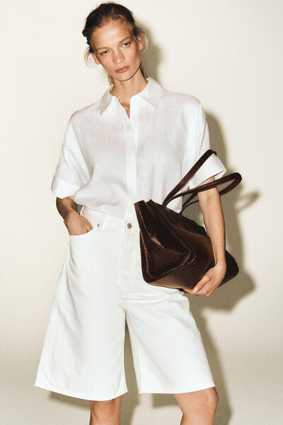 COS オーバーサイズ半袖リネンシャツ