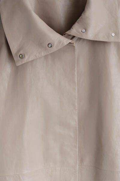 COS オーバーサイズ レザー ファネルネック ボンバージャケット