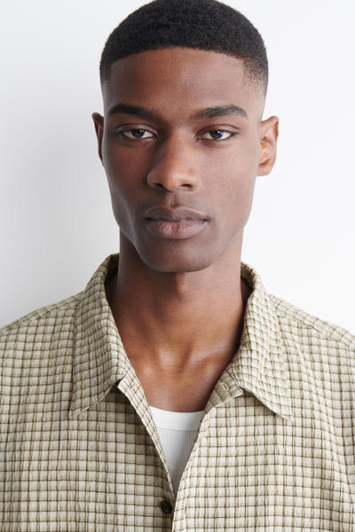 COS チェック柄 シアサッカーシャツ